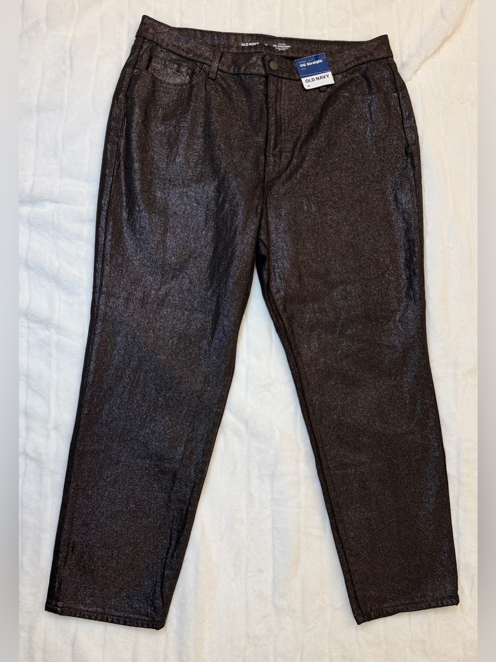 Old Navy NWT Metallic Glitter OG Straight Ankle Jeans Size 16